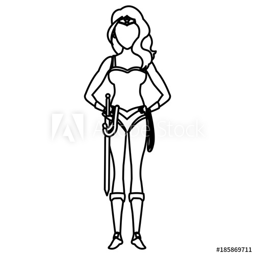 500x500 Beautiful Woman Medieval Warrior Icon Vector Illustrationgraphic