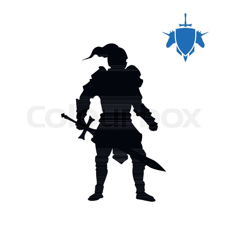 800x800 Black Silhouette Of Medieval Knight Stock Vector Colourbox