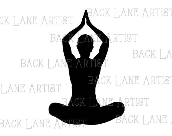 570x452 Yoga Sport Meditation Silhouette Clipart Illustration Instant Etsy