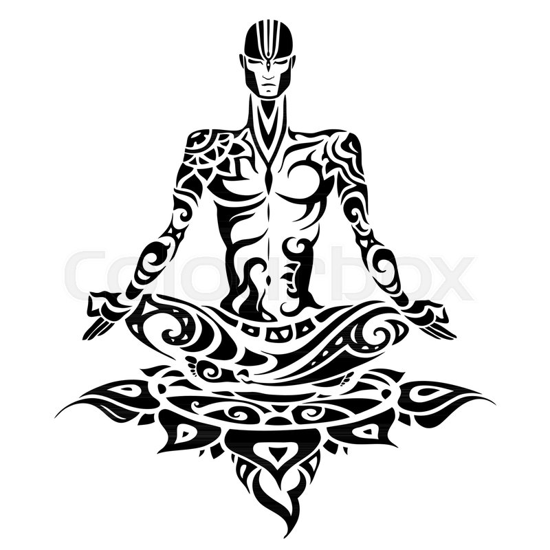 800x800 Yoga Man Silhouette Hand Drawn Vector Stock Vector Colourbox