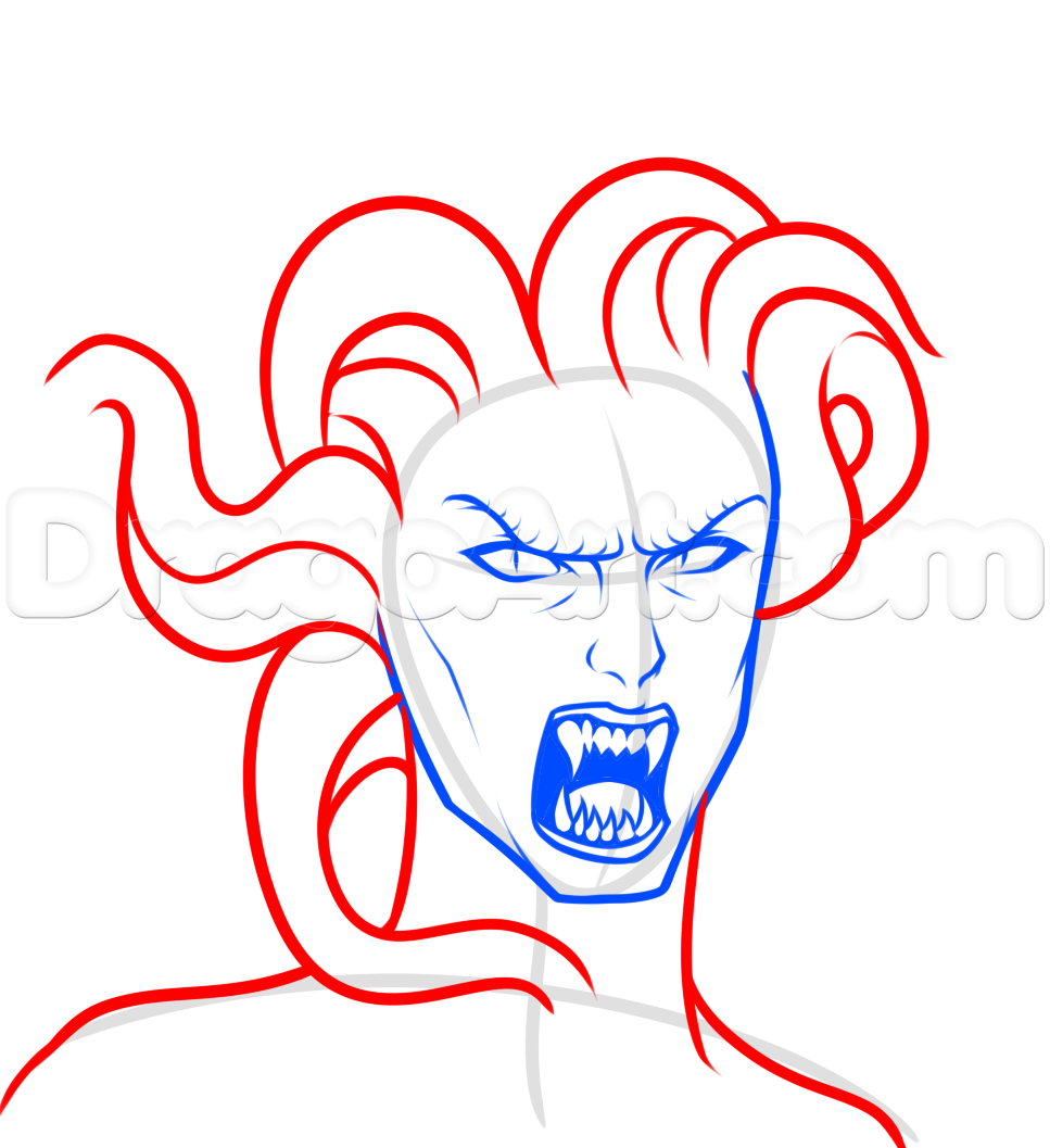967x1057 Drawing Medusas Head, Step