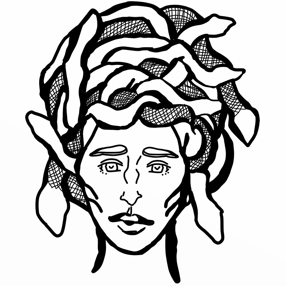1000x1000 Medusa Black And White Transparent Illustration