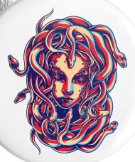 190x228 Medusa Snake Head Greek Mythology Gift Monster Small Buttons