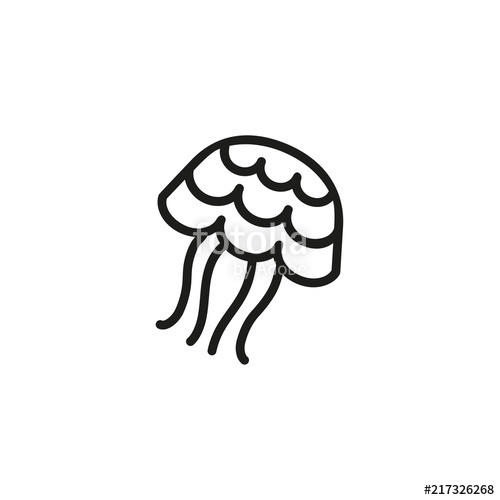 500x500 jellyfish line icon medusa, marine food, shellfish seafood