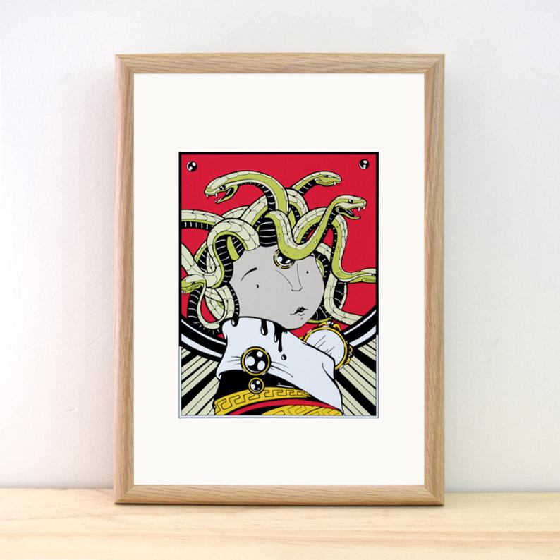 794x794 poster print pop serpent snake mythology medusa jellyfish etsy