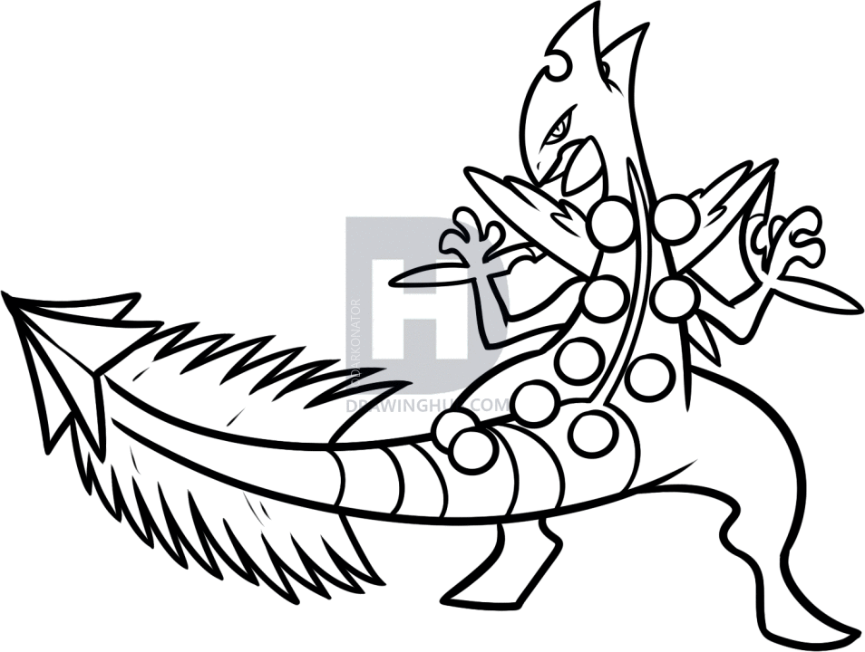 954x720 How To Draw Mega Skeptile, Step