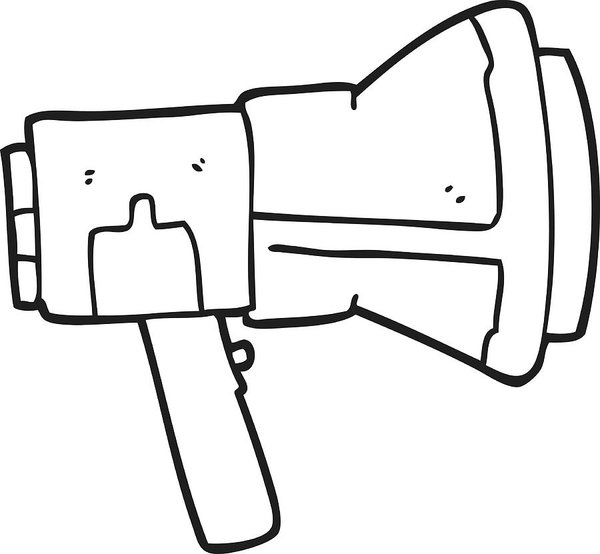 600x554 Black And White Cartoon Megaphone Art Print