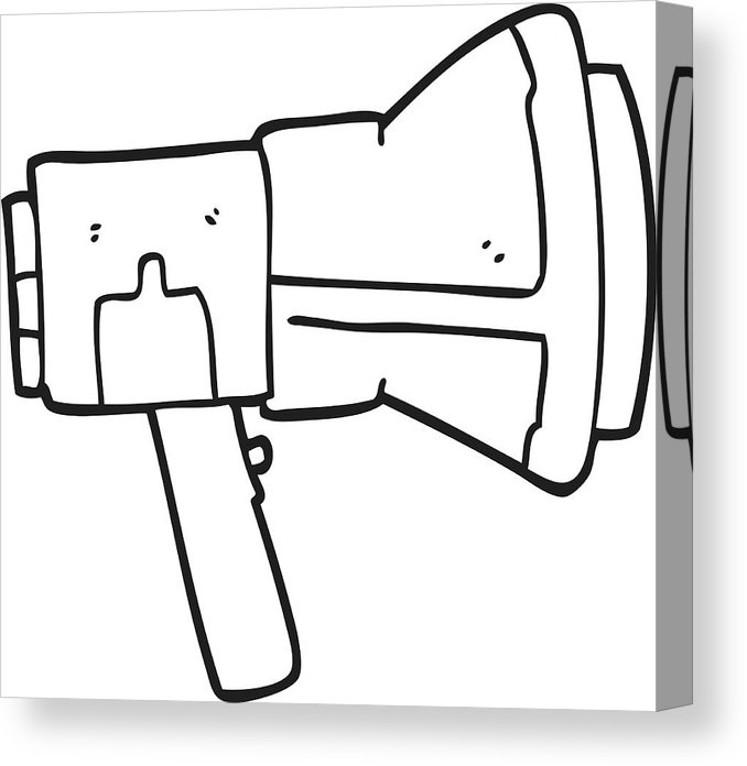 678x696 Black And White Cartoon Megaphone Canvas Print Canvas Art