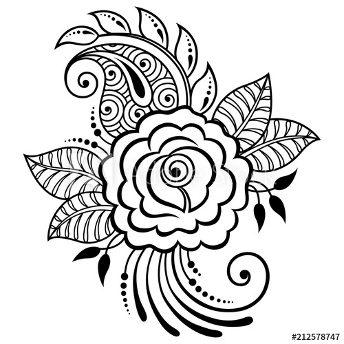 500x500 mehndi rosa flower pattern for henna drawing and tattoo