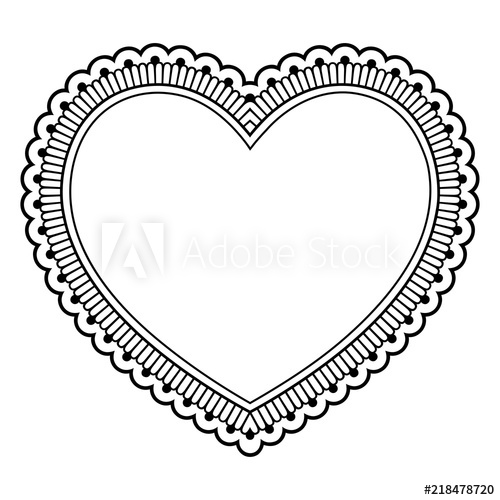 500x500 Frame Mehndi Pattern In Form Of Heart For Henna Drawing And Tattoo