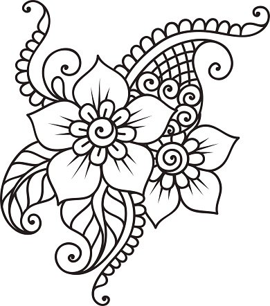 390x442 Hand Drawn Abstract Henna Mehndi Flower Ornament Premium Clipart
