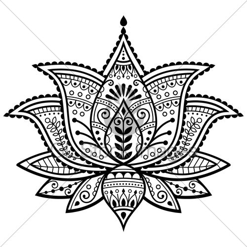 500x500 Mehndi Henna Tattoo Lotus Flower Vector Design, Indian Or Gl