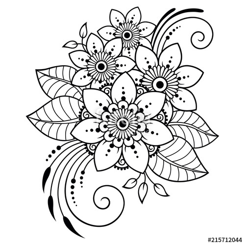 500x500 Mehndi Flower Pattern For Henna Drawing And Tattoo Decoration