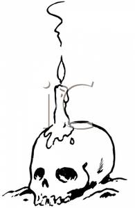 195x300 Cartoon Of A Skull With A Burning Candle On The Top Of The Skull