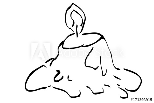 500x334 Hand Draw Sketch Of Melting Candle, Isolated On White