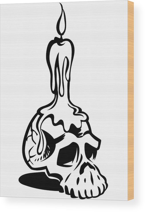 507x740 A Candle Melting On A Skull Wood Print