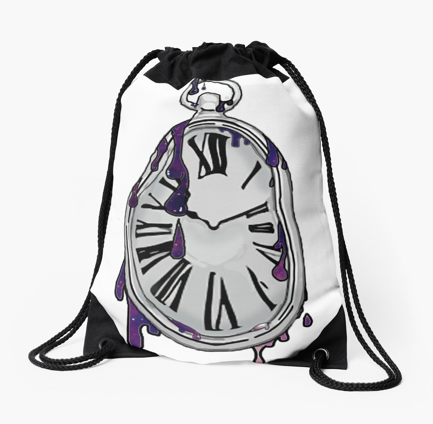 1435x1404 Melting Clock Drawstring Bag
