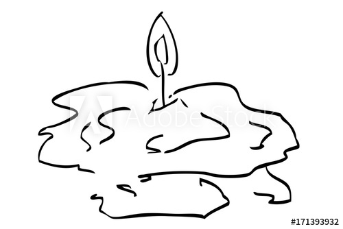 500x334 Hand Draw Sketch Of Melting Candle, Isolated On White