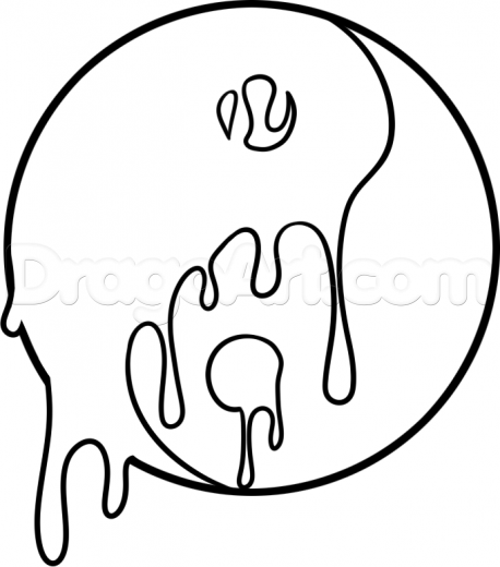 458x520 Learn How To Draw A Melting Yin Yang, Symbols, Pop Culture, Free