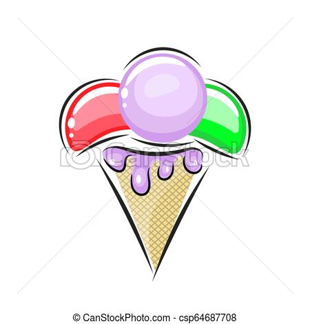 450x470 Melting Ice Cream Balls In The Waffle Cone Isolated On White