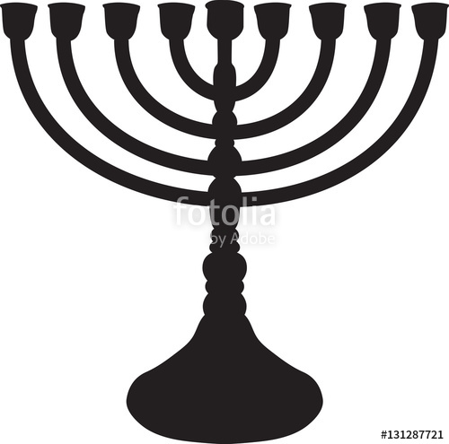 500x495 Drawing Of A Black Silhouette Of A Menorah