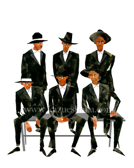 530x664 men's fashion illustration black suits kazue shima fashion