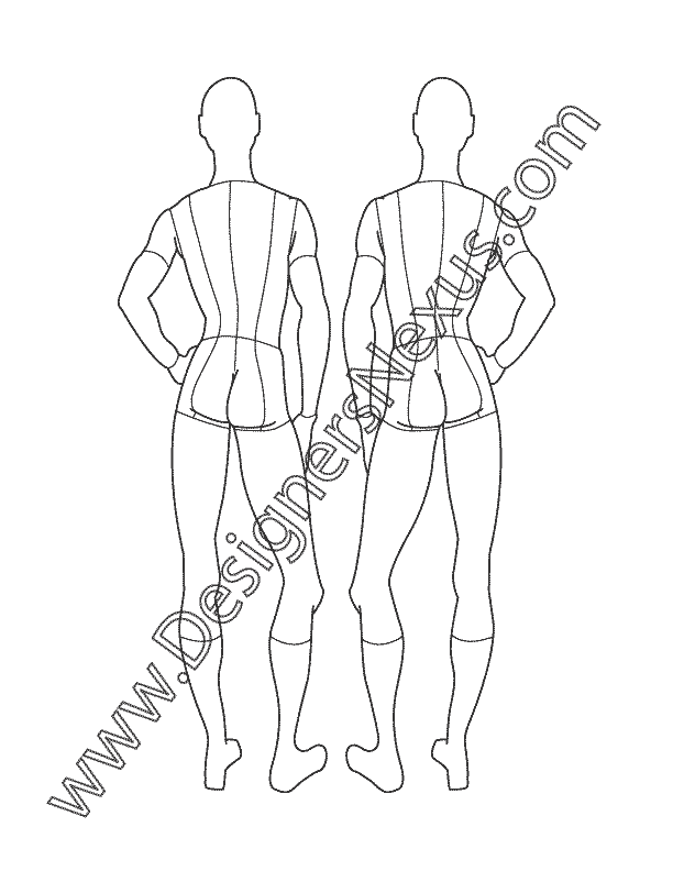 612x792 Male Fashion Croqui Mens Figure Back View