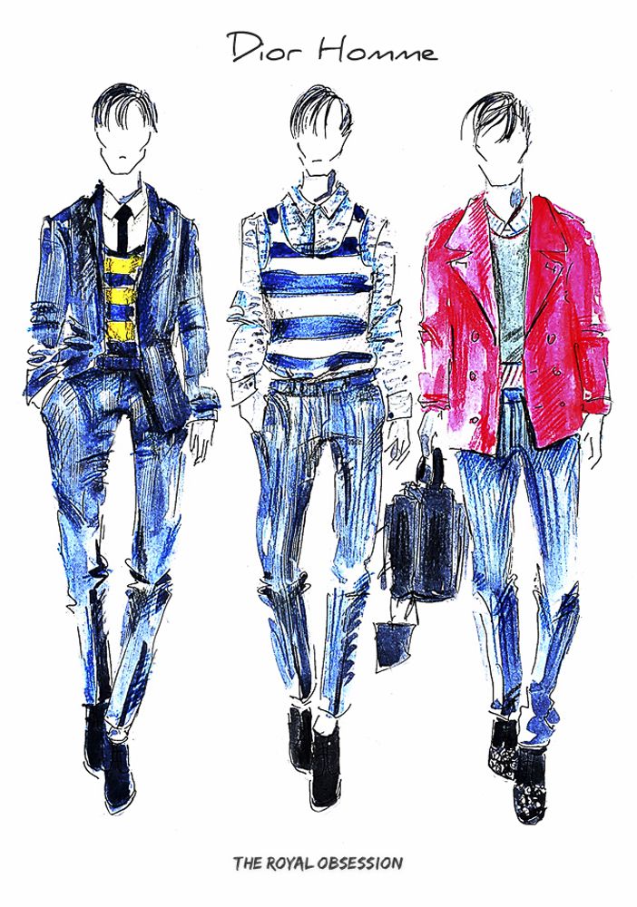 702x1000 Dior Homme Menswear Spring Fashion Illustration