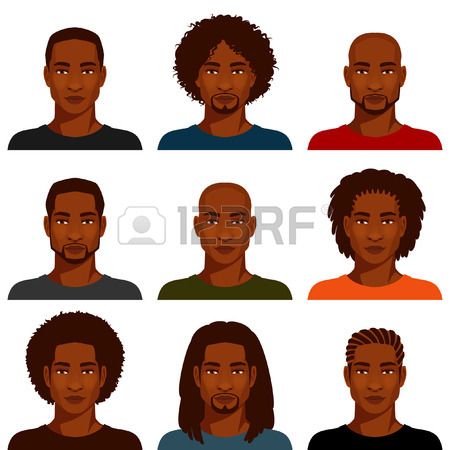 450x450 Stock Vector In Men How To Draw Hair, African American