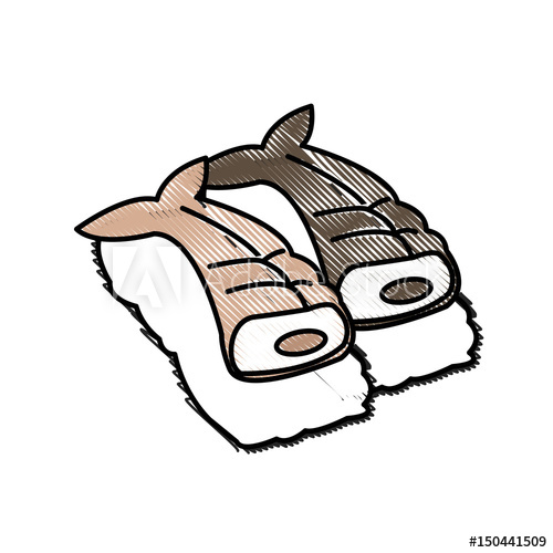 500x500 Drawing Japanese Fish Fresh Nigiri Sushi Rice Menu Vector