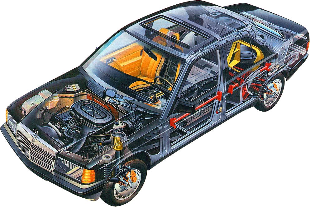 995x666 Mercedes Benz Cutaway Drawing In High Quality