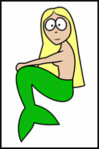 200x299 How To Draw Cartoon Mermaids Realistic Mermaids Drawing