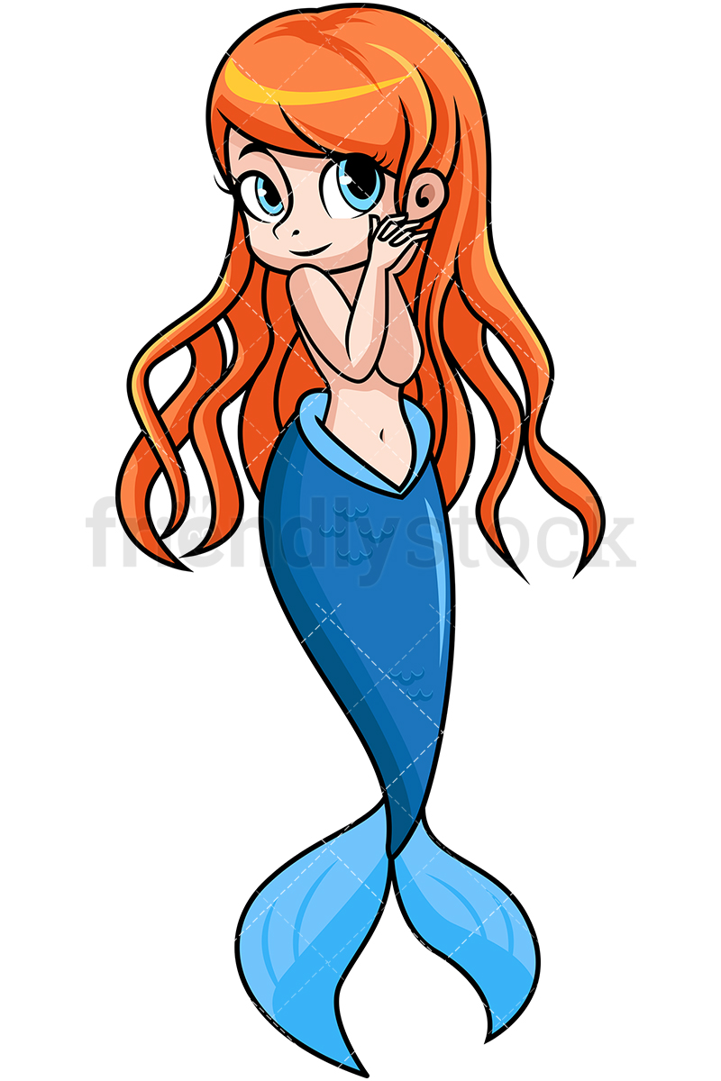 800x1200 Mermaid In Love Cartoon Vector Clipart