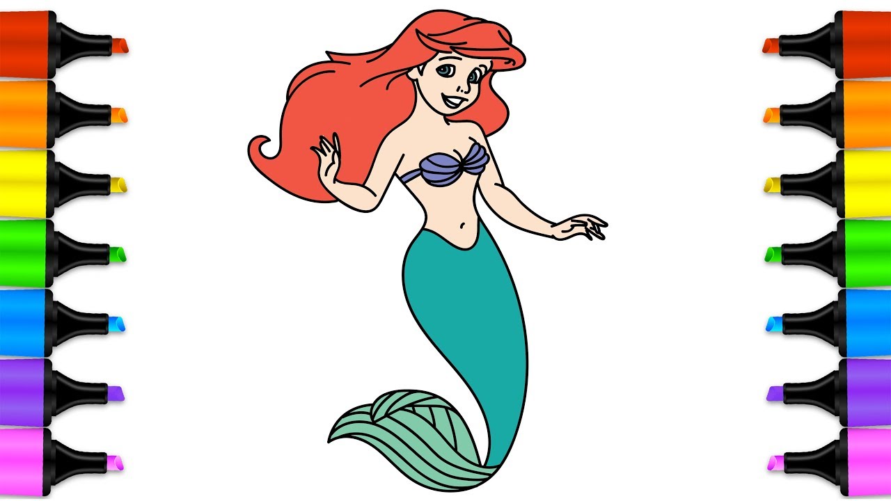 1280x720 Mermaid Princess Drawing And Coloring How To Learn Draw Colored