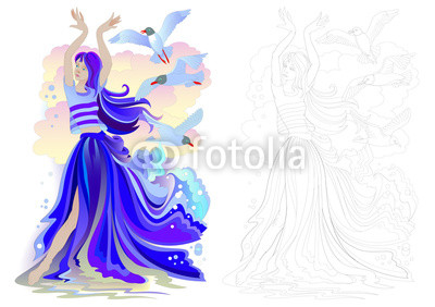 400x282 Fantasy Drawing Of Beautiful Mermaid Dancing With Seagulls
