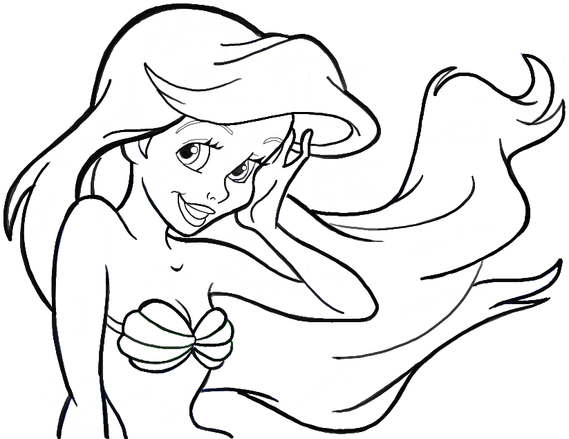 823x635 How To Draw Ariel From The Little Mermaid Step