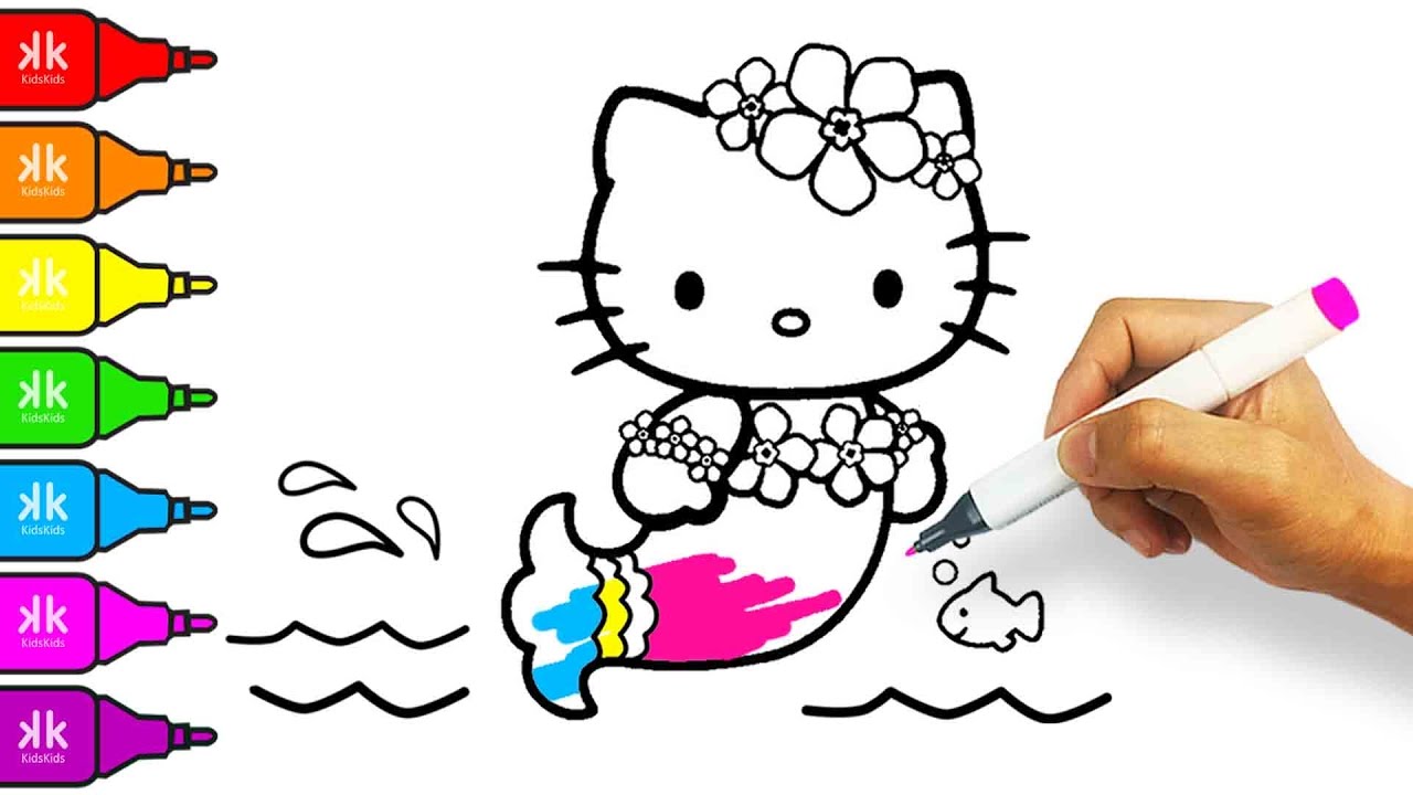 1280x720 How To Draw Hello Kitty Mermaid Coloring Pages For Kids