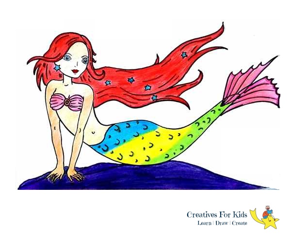 600x484 How To Draw A Mermaid Step