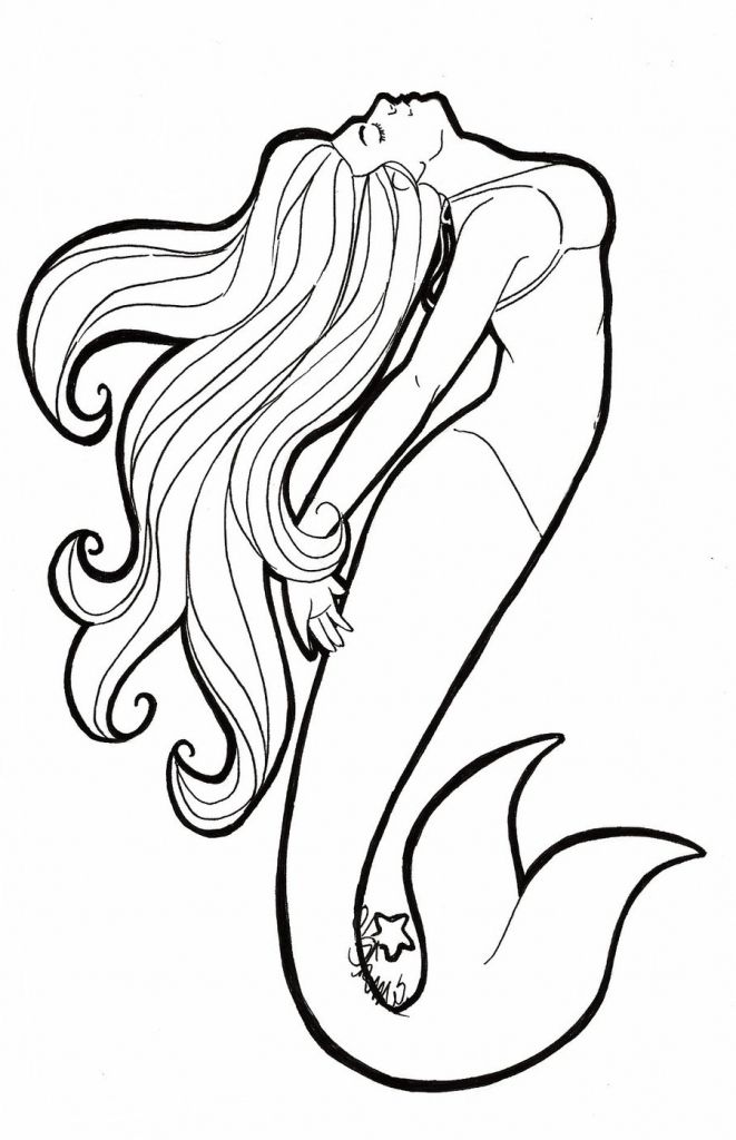 661x1024 Mermaid Outline Template Easy Mermaid Drawings In Pencil