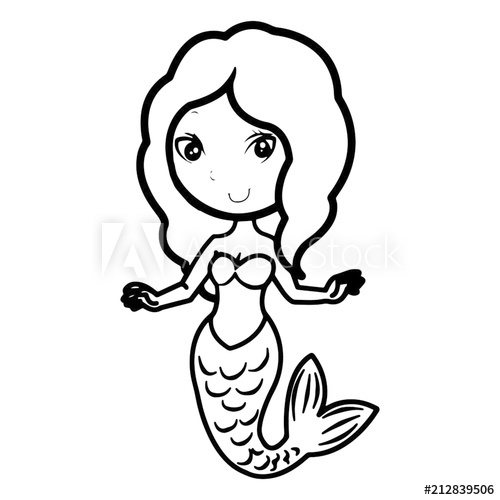 500x500 Mermaid Cartoon Illustration Isolated On White Background