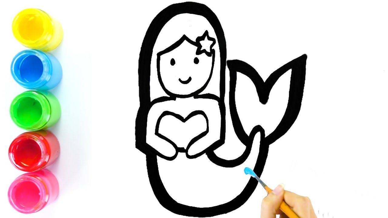 1280x720 Glitter Drawing Mermaid Coloring And Drawing For Kids, Toddlers