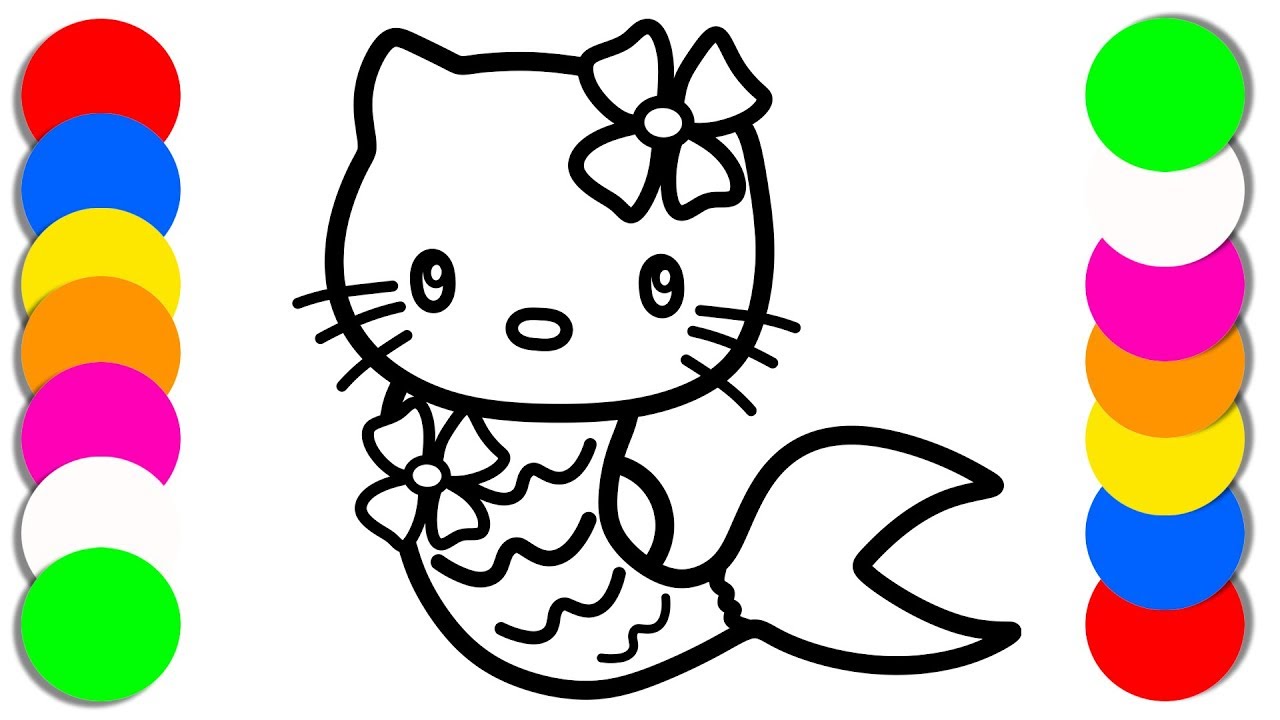 1280x720 Hello Kitty Mermaid Draw And Coloring Mermaid Coloring For Kids