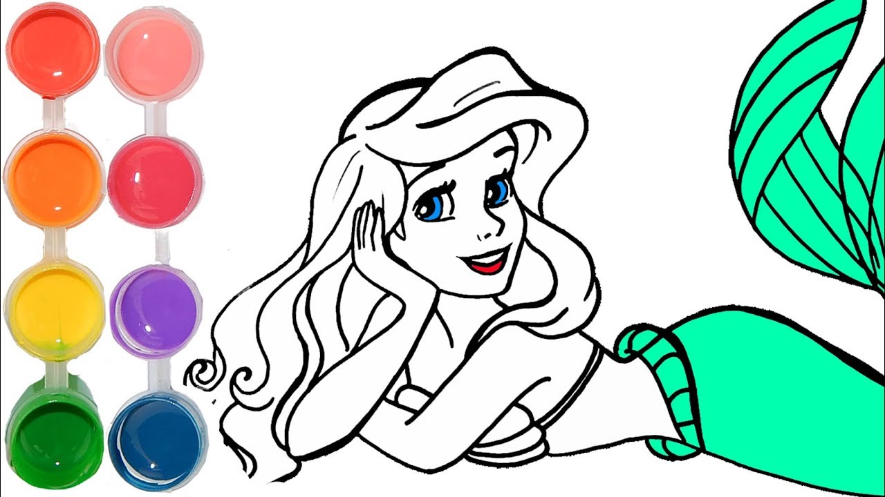 1280x720 How To Draw Color The Little Mermaid Ariel Drawing Learning