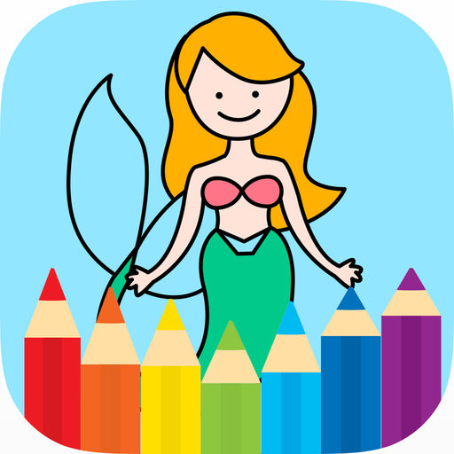 512x512 Mermaid Princess Coloring Book