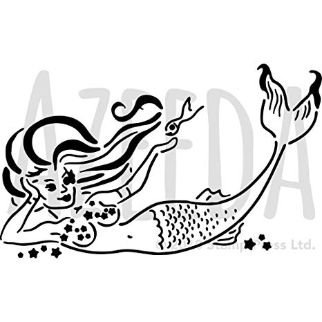 466x466 Azeeda Large 'beautiful Mermaid' Wall Stencil