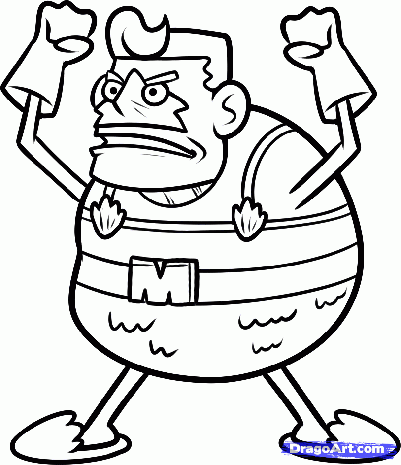 814x944 How To Draw Mermaid Man, Mermaid Man From Spongebob, Step
