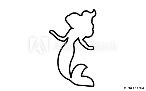 500x313 Little Mermaid Silhouette Outline On White Background