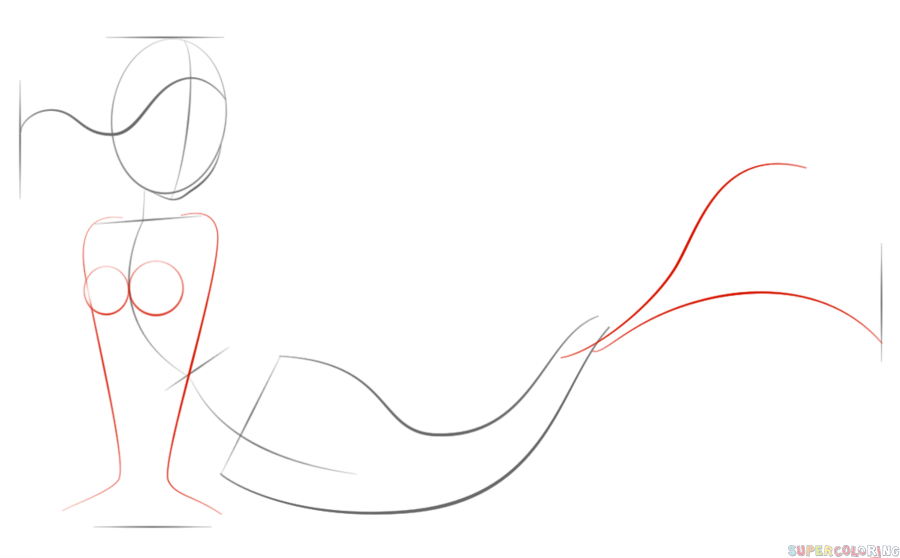 900x558 How To Draw A Cartoon Mermaid Step