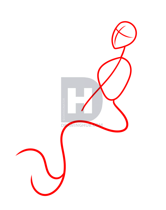 569x720 Mermaid Drawing Tutorial, Step