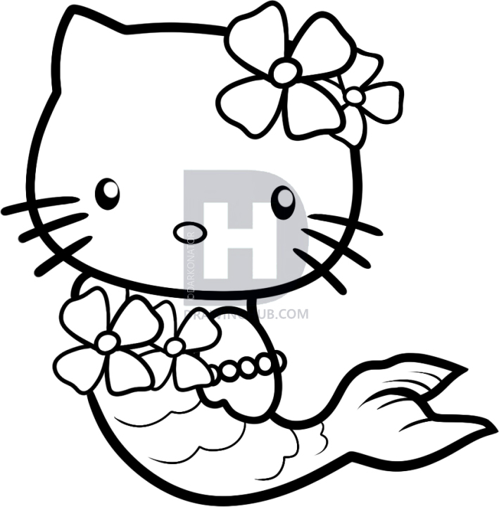 709x720 How To Draw Mermaid Hello Kitty, Step